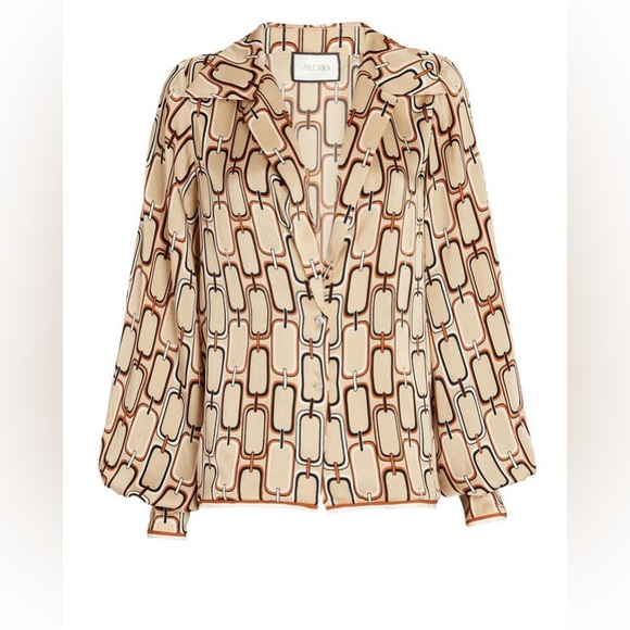 Alexis NEW Reyson Long Sleeve Chain Link Button Down Blouse Size L - Picture 6 of 16